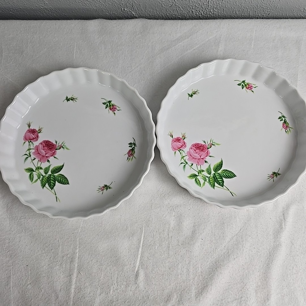Christineholm Porcelain Floral Pattern Quiche Tart Pie Plate‎ 9.5" Baking Dish